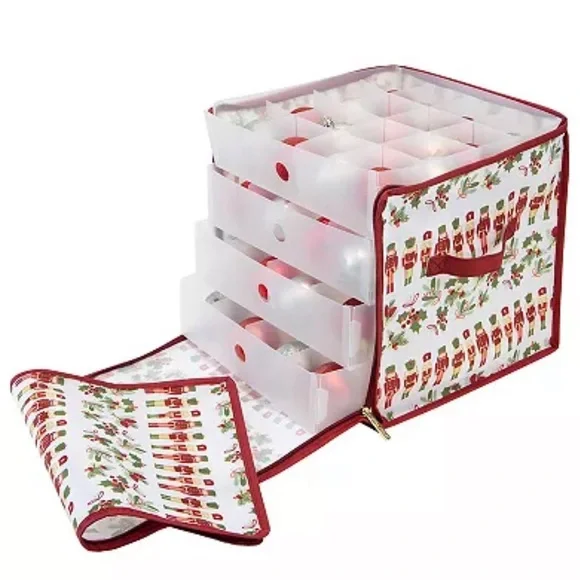 Laura Ashley 64 Count Stackable Christmas Ornament Storage Box Storage